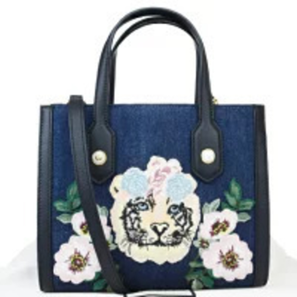 Gucci Handbag Shoulder Bag Limited Edition Tiger Blue Black Denim Leather